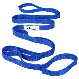 Abiarst Stretching Strap Yoga Straps for Physical Therapy, 10 Loops Non-Elastic Stretch Band for Pilates, Flexibility, Exercise and Gymnastics (Blue)