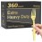 Dealusy 360 Count Extra Heavy Duty Gold Plastic Forks Disposable, BPA-Free, Heat Resistant, Solid and Durable Disposable Forks Bulk, Premium Plastic Forks heavy duty for Party Supply