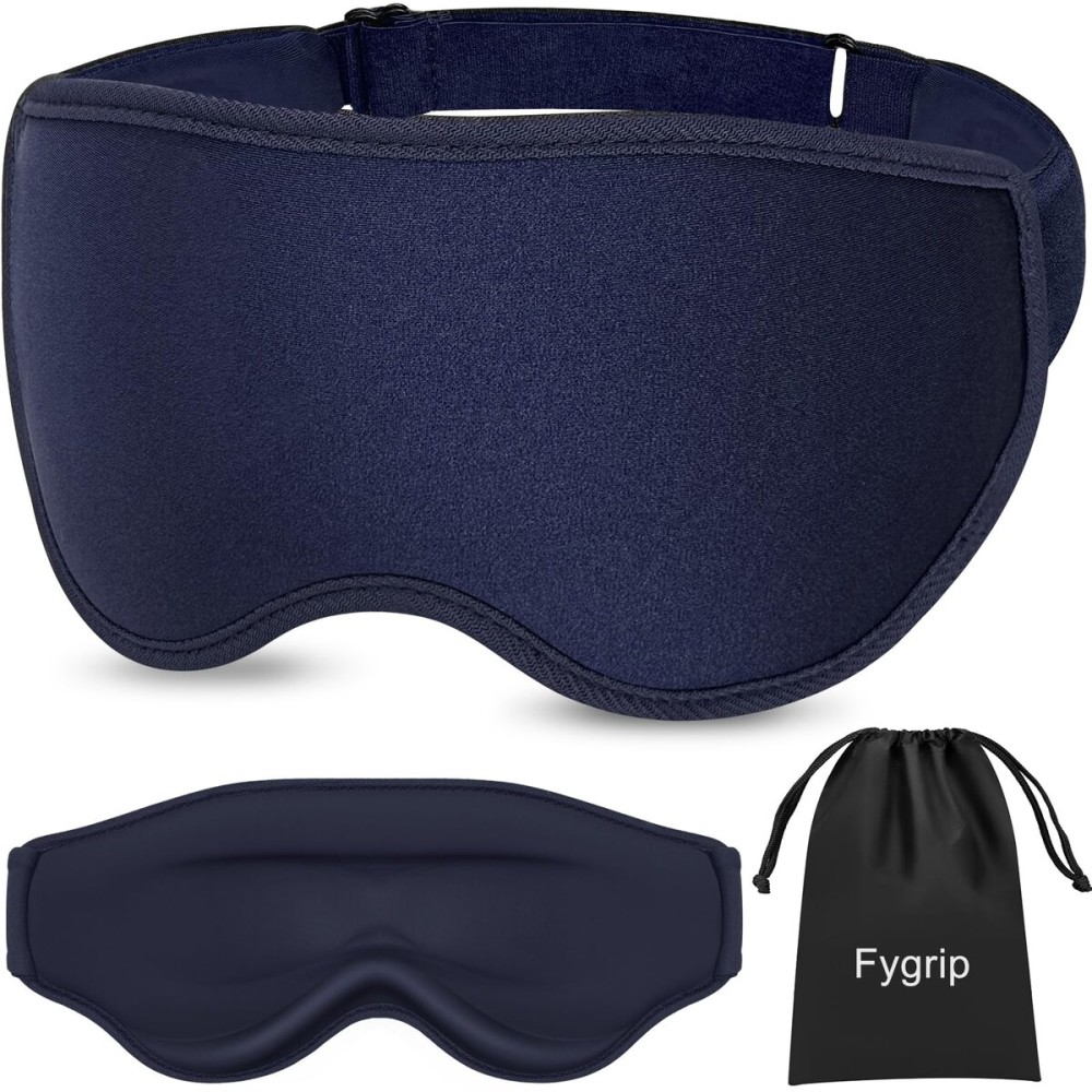 Fygrip 3D Eye Mask Sleep Mask for Men & Women, 100% Pressure-Free & Light Block-Out Eye Mask for Sleep with Easy Adjustable Strap, Night Eye Cover for Travel, Blue