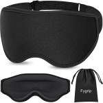 Fygrip 3D Eye Mask Sleep Mask for Men & Women, 100% Pressure-Free & Light Block-Out Eye Mask for Sleep with Easy Adjustable Strap, Night Eye Cover for Travel, Black