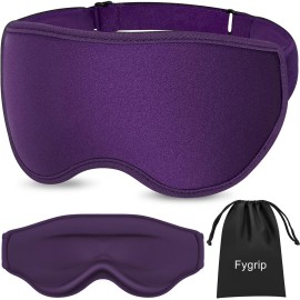 Fygrip 3D Eye Mask Sleep Mask for Men & Women, 100% Pressure-Free & Light Block-Out Eye Mask for Sleep with Easy Adjustable Strap, Night Eye Cover for Travel, Purple