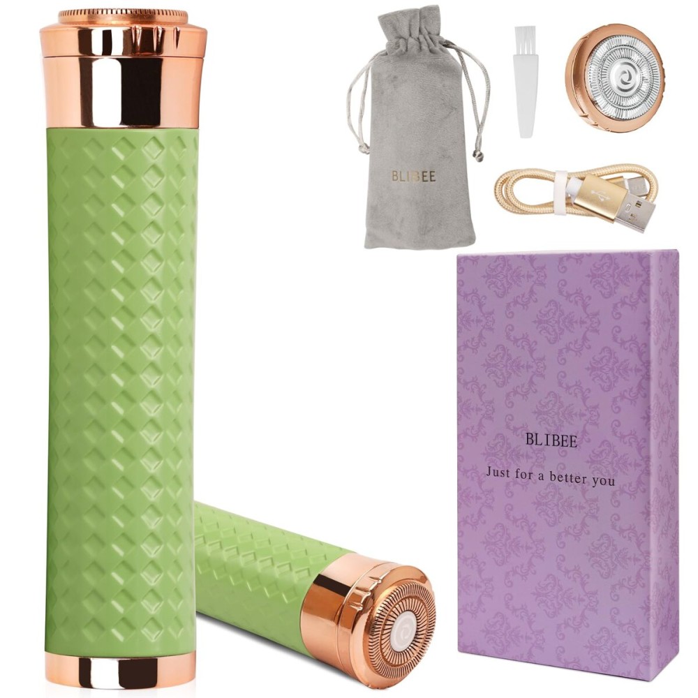 BLIBEE Facial Hair Removal for Women, Rechargeable Hair Removal Device, Painless Face Electric Razor/Shaver for Lip, Arms, Face, Peach Fuzz (Yellow Green)