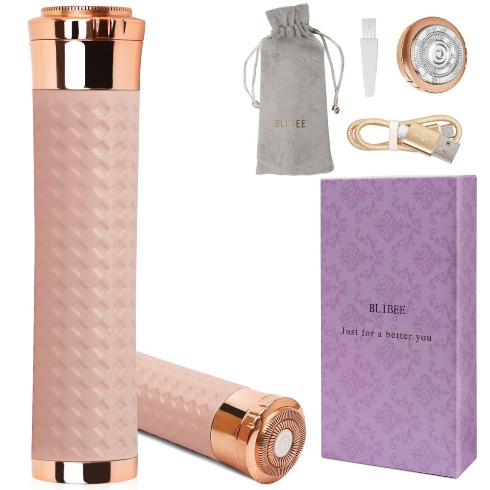 BLIBEE Facial Hair Removal for Women, Rechargeable Hair Removal Device, Painless Face Electric Razor/Shaver for Lip, Arms, Face, Peach Fuzz(Blush)