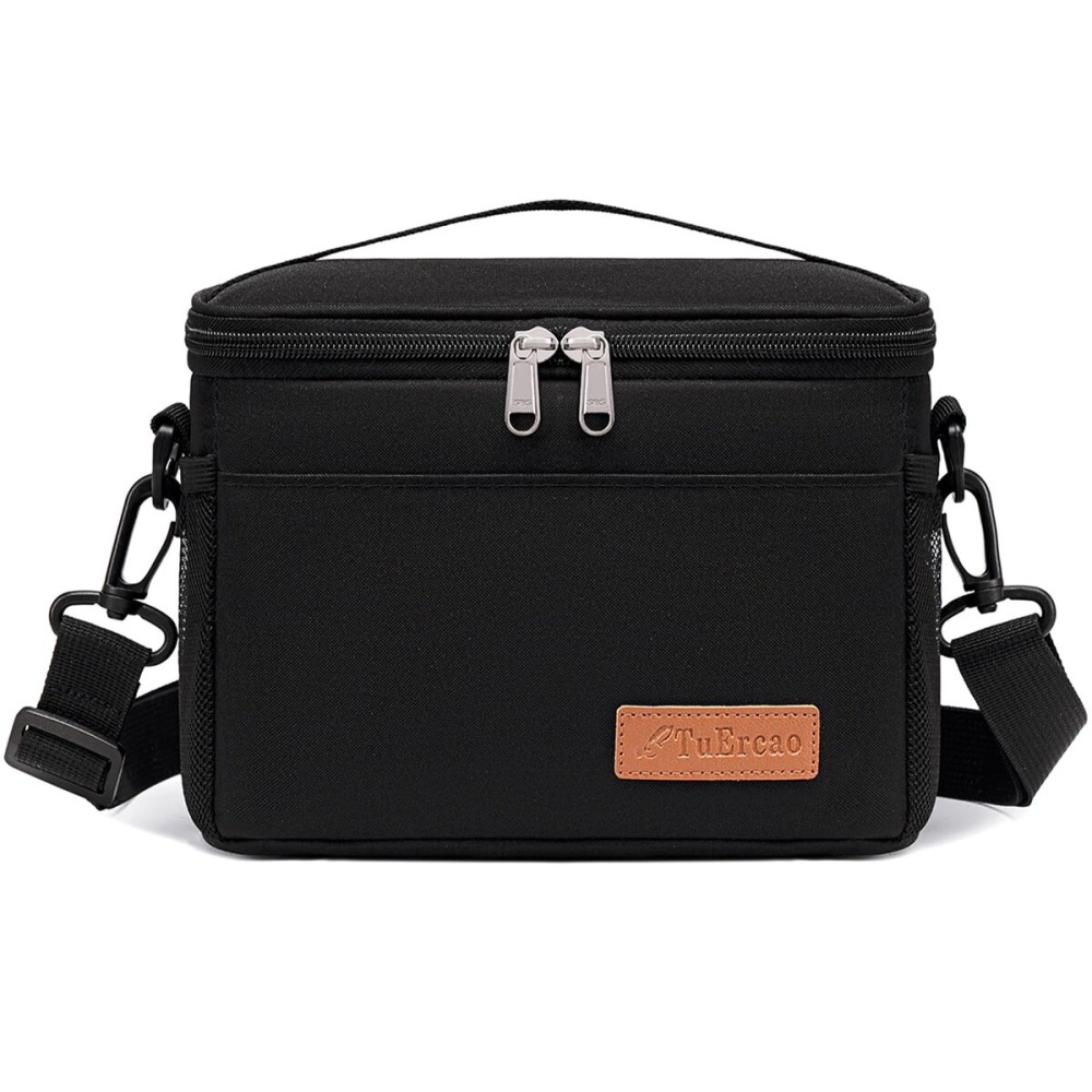 TuErcao 6 Can Mini Soft Cooler Bag for Beach Camping Travel Picnic Road Trip Leakproof Small Ice Chest, Insulated Cooler Lunch Box for Men Work, Black