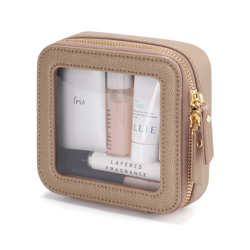 Popvibe Small Makeup Pouch Clear Makeup Bag for Purse Travel Mini Bag for Women for Essentials Cute Cosmetic Case Traveling Small Toiletry Bag Portable Mini Pouch for Car Organizer Bag Gold