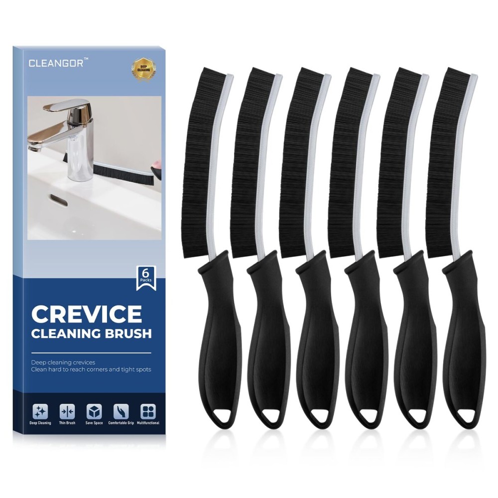 Cleangor Crevice Cleaning Brushes, Cleaner Scrub Brush Tool for Hard to Reach Tight Space, Home Essentials, Cleaning Supplies for Shower, Bathroom, Kitchen, Toilet, Window