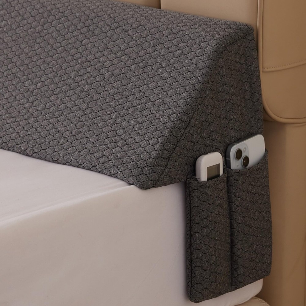 Bedluxe King Wedge Pillow Headboard (76x10x6), Bed Wedge Pillow for Headboard, Foam Headboard Pillow, Bed Gap Filler King - Fill The Gap (0-7), Mattress Gap Filler (Air-Layer Black, 76x10x6)