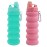 YCTMALL Collapsible Water Bottles Two Pack - Travel Sports Portable Silicone Waterproof Camping Bottles (507ml, Green and Pink Color) with Mountaineering Buckle