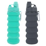 YCTMALL Collapsible Water Bottles Two Pack Travel Sports Portable Sport Water Bottle comes with mountaineering Buckle 504ml silicone Water-proof camping water bottle (Green and Grey Color)