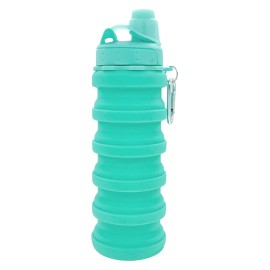 YCTMALL Collapsible Water Bottles Travel Sports Portable Sport Water Bottle comes with mountaineering Buckle 500ml silicone Water-proof camping water bottle (Green Color)