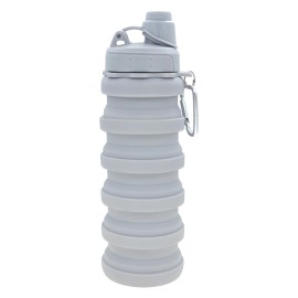 YCTMALL Collapsible Water Bottles Travel Sports Portable Sport Water Bottle comes with mountaineering Buckle 500ml silicone Water-proof camping water bottle (Light grey Color)