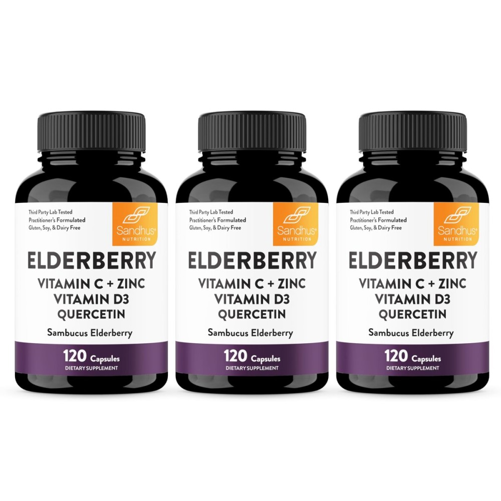 Elderberry Vitamin C and Zinc Capsules for Adults | 360 Count with Quercetin & Vitamin D3 | 6-in-1 Immune Support Supplement Pills | Sambucus Black Elderberry Natural Immunity Vitamins | Made in USA
