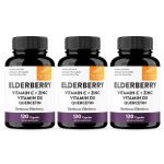 Elderberry Vitamin C and Zinc Capsules for Adults | 360 Count with Quercetin & Vitamin D3 | 6-in-1 Immune Support Supplement Pills | Sambucus Black Elderberry Natural Immunity Vitamins | Made in USA
