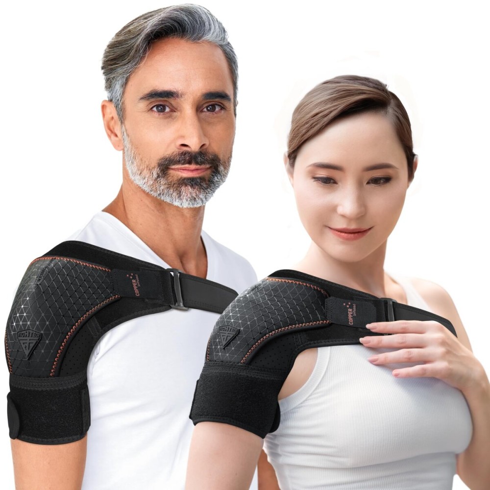 FIGHTECH Shoulder Brace for Torn Rotator Cuff for Men and Women - Support & Pain Relief (Copper Black, Small/Medium)