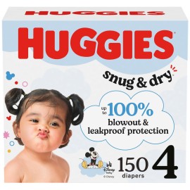Huggies Size 4 Diapers, Snug & Dry Baby Diapers, Size 4 (22-37 lbs), 150 Count, Packaging May Vary