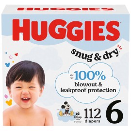 Huggies Size 6 Diapers, Snug & Dry Baby Diapers, Size 6 (35+ lbs), 112 Count, Packaging May Vary