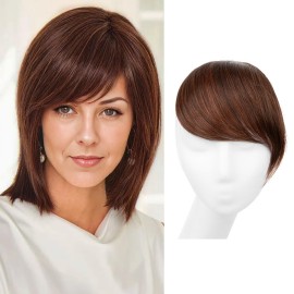 SARLA Clip in Side Bangs Extension Straight Synthetic Fake Bangs for Women One Piece Red Vino