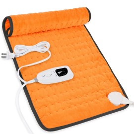 Deepsoon Heating Pad,Electric Heating Pads for Back,Neck,Abdomen,Moist Heating Pad for Shoulder,Knee,Arms,Legs,Dry/Moist Heat & Auto Shut Off,Christmas Gifts for Men and Women,Orange Black,24x12 Inch