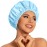 Reusable Shower Cap for Women, Large Waterproof Shower Essentials Bonnet Washable Elastic Band Bath Hair Wrap Hat for Long Hair, Braids(Light Blue)