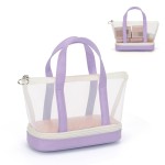 Small Multi-Functional Makeup Bag for Teens and Women Cute Cosmetic Case with Zipper Pouch/Double Handle for Travel Daily Use Multi-Scene Storage - Perfect Christmas or Birthday Gift for Girls-Purple