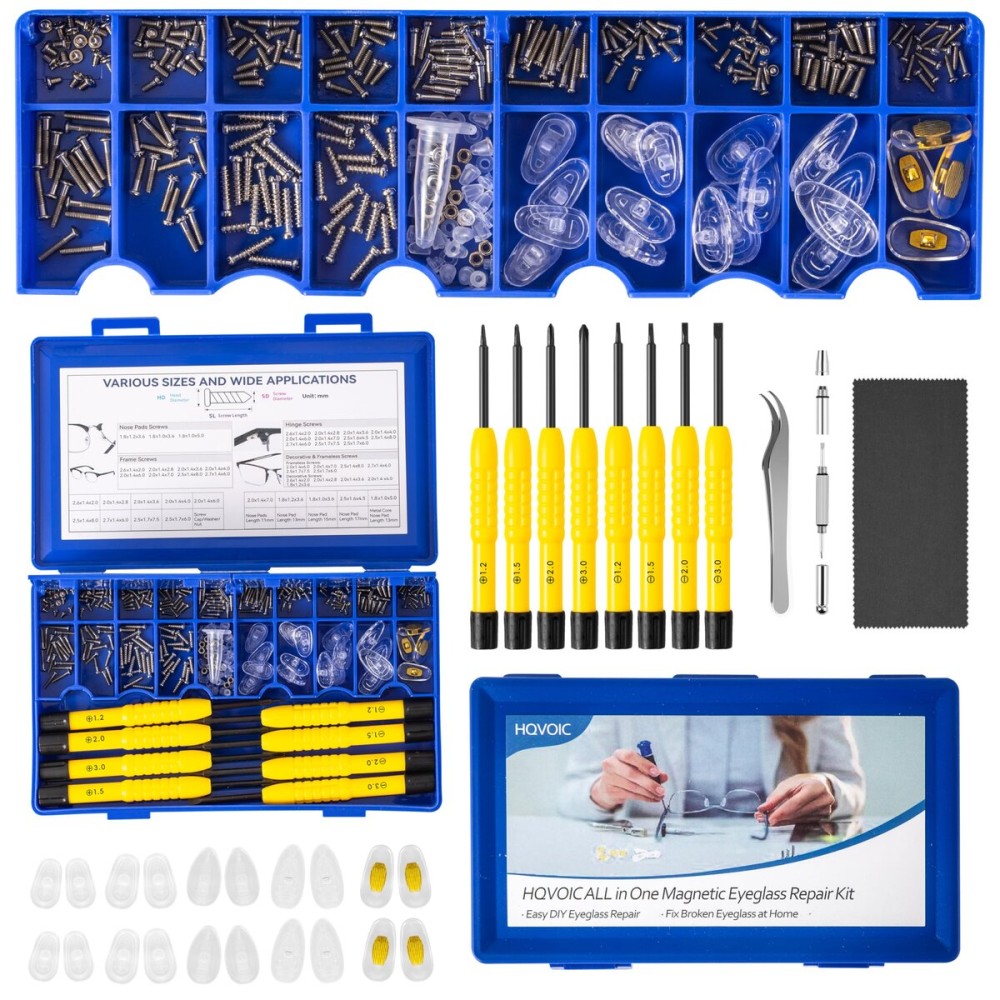 Upgraded All-in-One Magnetic Eyeglass Repair Tool Kit with Screws, Glasses Fixing Kit with Precision Screwdriver Set, Eyeglass Nose Pads and Tweezer for Travel, Gift, Christmas