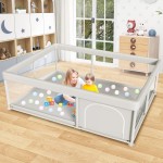 besuhot 65x50 Inch Large Baby Playpen, PlayPen for Babies and Toddlers, Sturdy Safety Play Yard for Indoor & Outdoor with Zipper Gates, Anti-Fall
