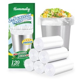 2.5 Gallon 120 pcs(2.5-2.6 Gal) Small Clear Trash Bags, Strong 2.5 Gallon 2.6 Gallon Garbage Bags, Bathroom Trash Can Bin Liners,Mini Bags Waste Basket Liner,Fit 6-10 Liter, 2.5-2.6 Gal (2.5C120)