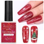 Makartt Christmas Red Glitter Gel Nail Polish - 15ml Sparkle Shimmer Soak Off UV Gel for Nail Art, Winter Manicure, New Year Shades, DIY Salon Gift for Women
