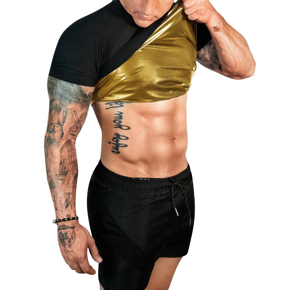 FUXERT Sauna Shirt for Men Sweat Sauna Suit for Gym Exercise Compression Shirt Workout Shapewear (BG XL)