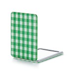 OMIRO Compact Mirror, Unique Plaid Pattern PU Leather 1X/3X Magnification, Ultra Portable for Purses, 2.4 W x 3.4 L, Green Plaid