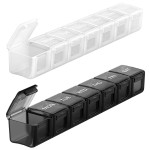 Sukuos Extra Large Weekly Pill Organizer 2 Pcs, Easy to Open Daily Pill Box 7 Day Medicine Cases for Vitamin, Fish Oils or Supplements (Black&White)