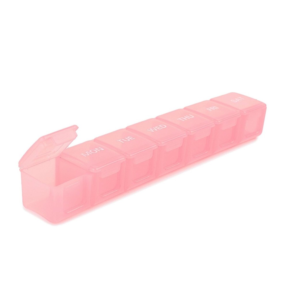 Sukuos Extra Large Daily Pill Organizer 7 Day, Easy to Open Weekly Pill Box Case, Portable Medicine Case Vitamin Holder with Clear Lid for Fish Oils or Supplements (Light Pink)