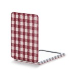 OMIRO Compact Mirror, Unique Plaid Pattern PU Leather 1X/3X Magnification, Ultra Portable for Purses, 2.4 W x 3.4 L, Red Plaid