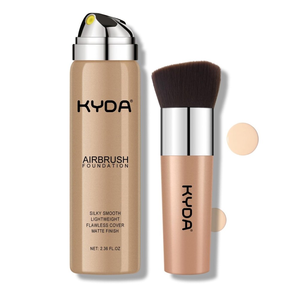 KYDA AirBrush Foundation Spray, Silky Foundation Mist Makeup, Flawless Coverage for Smooth Creamy Nude Finish, Breathable Blendable Lasting Formula, Moisturizing Makeup Primer-118 Light Beige