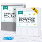Pack and Play Mattress Cover Waterproof 2 Pack, Quilted Pack and Play Mattress Pad Fitted Fits for Graco Pack n Play Playard Mattress/Playpen Mattress, White&Gray, 39 x 27