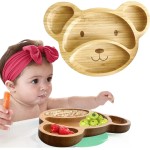 Bamboo Plates for Kids - Baby & Toddler Plates with Suction for Feeding & Weaning, Eco-Friendly Bear Design Promotes Self-Feeding, Ideal for Busy Moms & Dads, Sturdy & BPA-Free (Mint)
