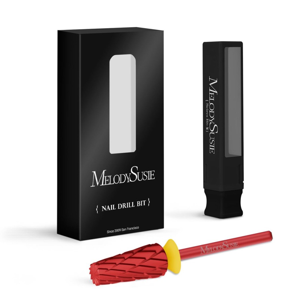 MelodySusie Super Cut Edition 5 in 1 Nail Drill Bits, 3/32\'\' Carbide Tungsten Multi-function Bits, Suitable for Manicure Pedicure Cuticle Gel Polishing, Red, Series Bit-M, 2XC