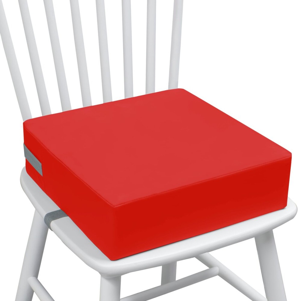 Eiury Toddler Booster Seat Dining Table Kitchen Chair, Waterproof Anti-Scratch PU Cushion, Non-Slip Bottom, Adjustable Buckle Straps, Easy Clean Portable Seat Cushion (Red)