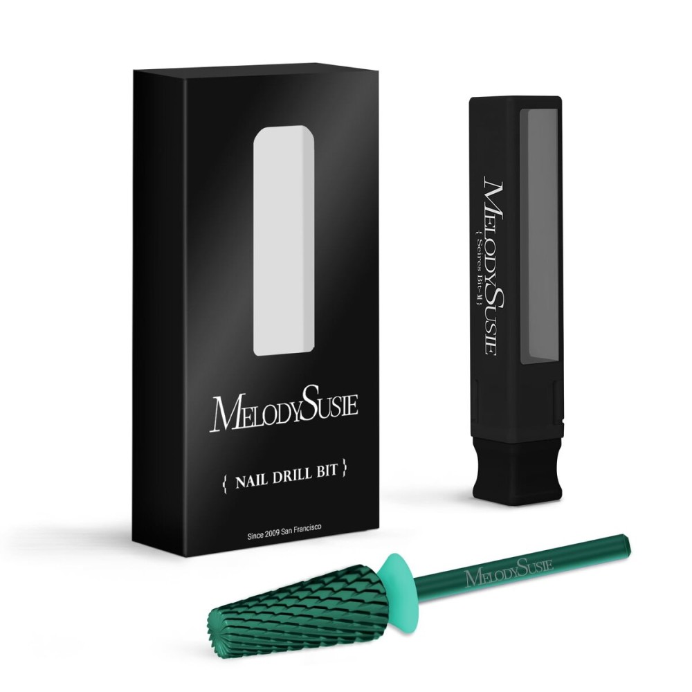 MelodySusie Super Cut Edition 5 in 1 Nail Drill Bits, 3/32\'\' Carbide Tungsten Multi-function Bits, Suitable for Manicure Pedicure Cuticle Gel Polishing, Green, Series Bit-M, C