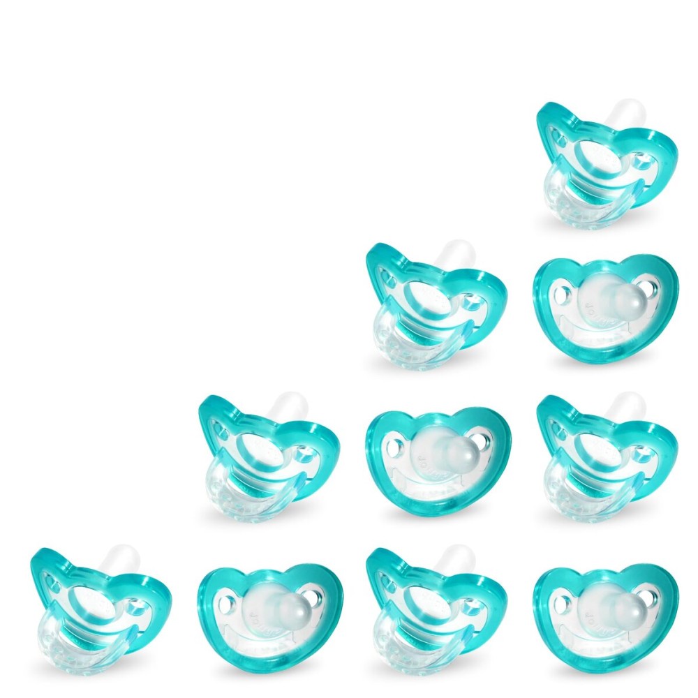 RaZbaby Jollypop Pacifier for Newborns & Up, USA Made, Natural Shaped Orthodontic Binky, Lovingly Shared in NICUs & Hospitals Worldwide, Medical-Grade 100% BPA-Free - 0-3 Months, 10 Pack - Teal