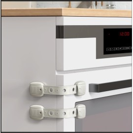 5 Pack Child Proof Refrigerator Lock, QYESWHSR Fridge Locks for Kids with Sticky Adhesive Pads, Child Safety Locks for Doors, RV Refrigerator, Oven Lock Child Safety Baby Cabinet Locks (Oven-Gray)