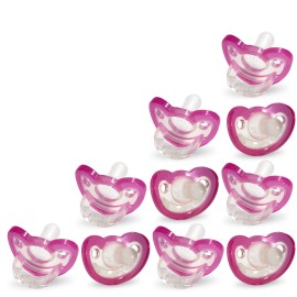 RaZbaby Jollypop Pacifier for Newborns & Up, USA Made, Natural Shaped Orthodontic Binky, Lovingly Shared in NICUs & Hospitals Worldwide, Medical-Grade 100% BPA-Free - 0-3 Months, 10 Pack - Pink