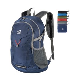 WATERFLY Lightweight Packable Hiking Backpack: 30L Foldable Travel Daypack Ultralight Camping Day Pack for Woman Man Dark Blue