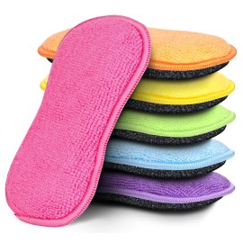 HOMEXCEL 6 Pack Multi-Purpose Scrub Sponges Kitchen, Dish Sponge, Non-Scratch Microfiber Sponge for Efficiently Cleaning Dishes, Pots, and Pans (Multicolor)
