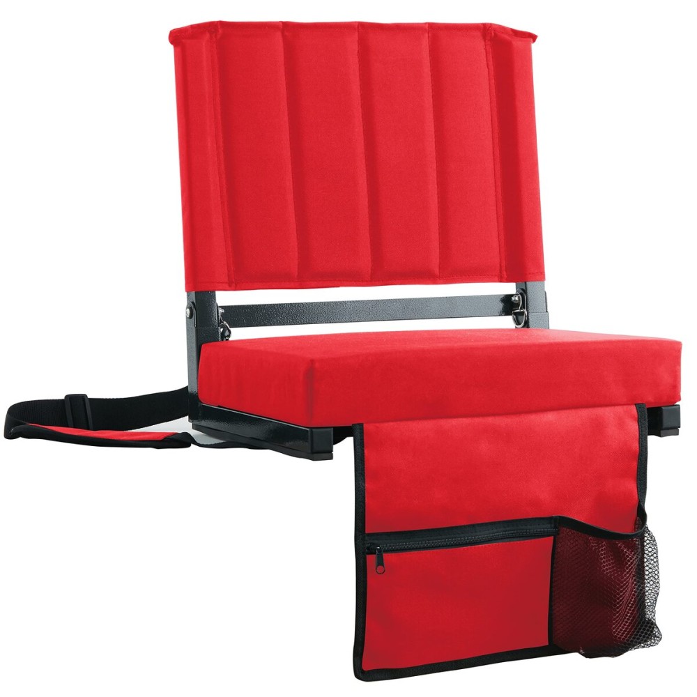 SPORT BEATS Stadium Seats with Back Support Bleacher Chairs with Back and Cushion Thick Padded Bleacher Seats Includes Shoulder Strap Red 2pcs