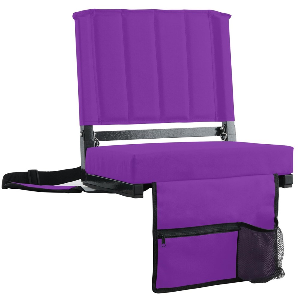 SPORT BEATS Stadium Seats with Back Support Bleacher Chairs with Back and Cushion Thick Padded Bleacher Seats Includes Shoulder Strap Dark Purple 2pcs