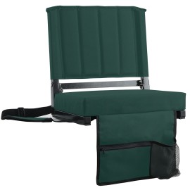 SPORT BEATS Stadium Seats with Back Support Bleacher Chairs with Back and Cushion Thick Padded Bleacher Seats Includes Shoulder Strap Huntergreen 2pcs