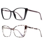 JFXQDR 2 Pack Blue Light Blocking Glasses for Women, Oversized Trendy Cat Eye Computer Gaming Glasses Anti Glare & UV Glare RF6204 (Black + Leopard Cateye Frame)