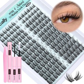 Cluster Lashes Kit Natural Look Cluster Eyelash Extension Kit Wispy Eyelash Clusters Kit Spiky DIY Lash Extension Kit CD-curly 10-16MM Manga Individual Lashes Kit by Newcally