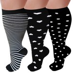GET-FA 3 Pairs Plus Size Compression Socks for Women and Men Wide Calf 20-30mmhg Extra Large Knee High Support for Circulation